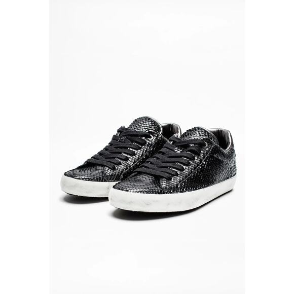 Zadig & Voltaire NWOB Men's Neo Keith Black Leather Sneaker Distressed Size EU45 - Picture 1 of 8